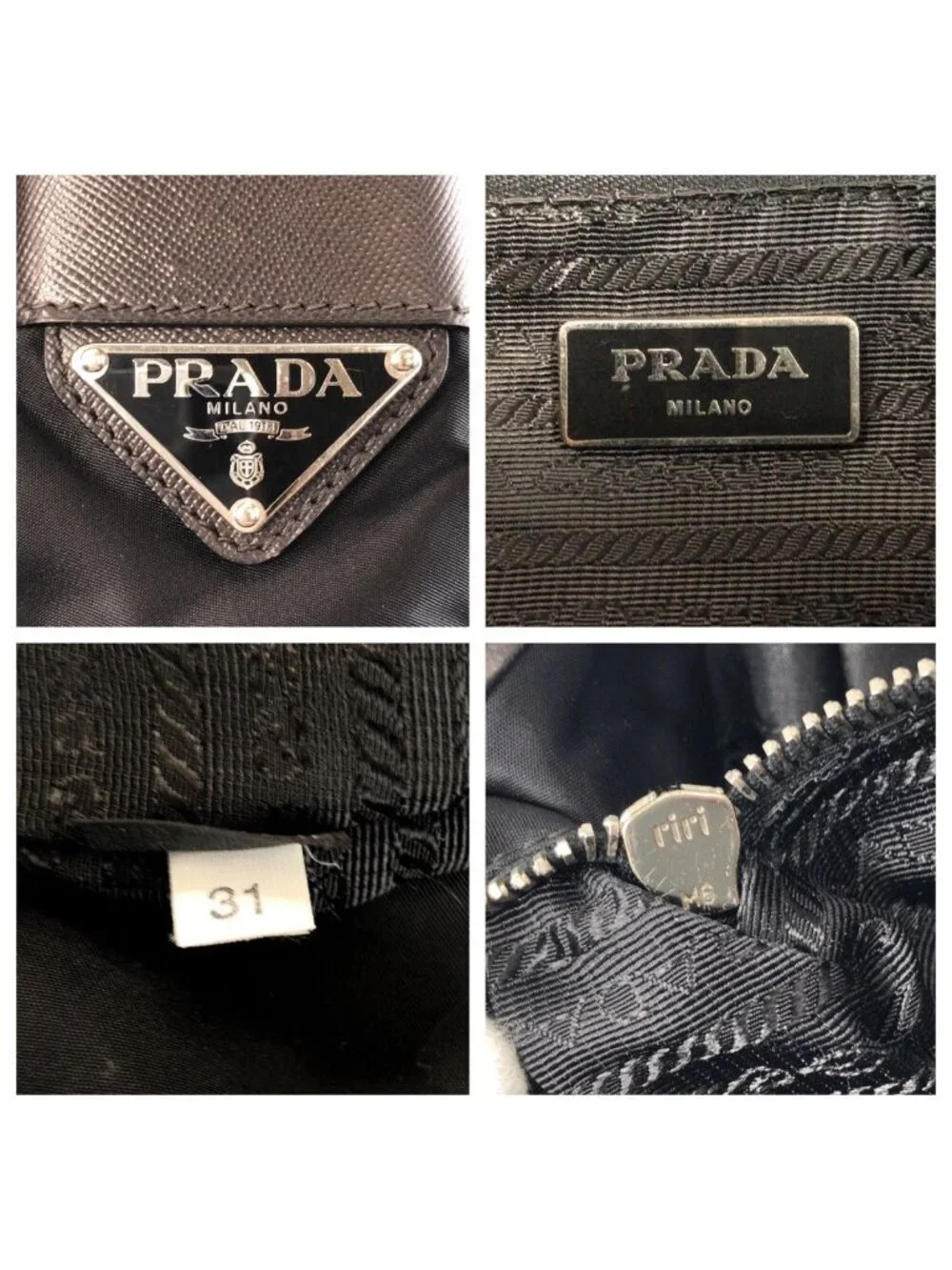 Prada Tessuto Black Silver Nylon Shoulder Bag